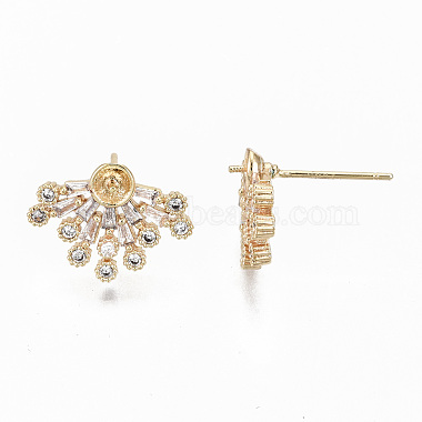 Brass Micro Pave Clear Cubic Zirconia Earring Findings(KK-S356-129G-NF)-3