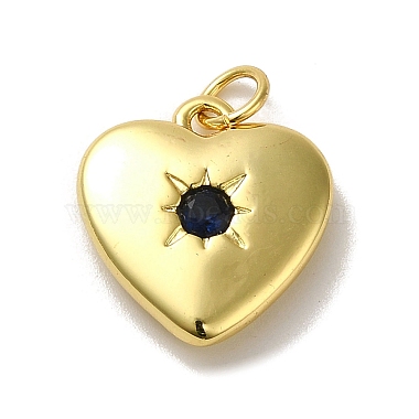 Real 18K Gold Plated Dark Blue Heart Alloy+Cubic Zirconia Pendants