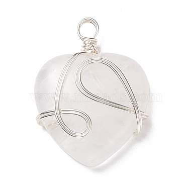 Silver Heart Quartz Crystal Pendants