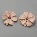 Cloth Imitation Daisy Blossom, Artificial Flower Heads, Festival & Party Supplies, Pink, 45~50x18~20mm, Hole: 2.5mm(AJEW-WH0083-23C)