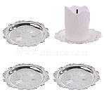Iron Jewelry Display Plates, Candy Holder for Home Decoration, Round, Platinum, 7.6x7.45x0.6cm(AJEW-WH0410-259B-02)