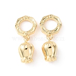Brass Lily of the Valley European Dangle Charms, Flower Large Hole Pendants, Golden, 23mm, Hole: 6mm(KK-B166-08G)