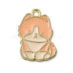 Golden Plated Alloy Enamel Pendants, Animal Charms, Cat Shape, 22x16x1.5mm, Hole: 1.8mm(ENAM-L049-01G-05)