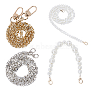 4Pcs 4 Style Bag Chain Straps, with ABS Plastic Imitation Pearl Beads and Light Gold Plated Zinc Alloy Lobster Clasps, for Bag Replacement Accessories, Mixed Color, 1pc/style(FIND-WR0001-09)