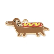 Alloy Enamel Pendants, Light Gold, Hot Dog Charm, Camel, 14.5x29.5x1.5mm, Hole: 1.6mm(X-ENAM-Z010-06KCG)