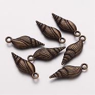 Tibetan Style Alloy Pendants, Cadmium Free & Nickel Free & Lead Free, Helix, Antique Bronze, 23x8x4mm, Hole: 1.5mm(TIBEP-20321-AB-NR)