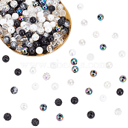 WADORN DIY Round Beads Jewelry Making Finding Kit, Including Acrylic & Glass & Polymer Clay Rhinestone Beads, Black, 8~9x6~9mm, Hole: 1~2mm, 300Pcs/box(DIY-WR0003-85C)