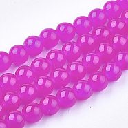 Baking Painted Imitation Jade Glass Round Bead Strands, Magenta, 8.5~9mm, Hole: 1.5mm, about 100~105pcs/strand, 31.8 inch(DGLA-Q021-8mm-04)