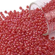 TOHO Round Seed Beads, Japanese Seed Beads, (165F) Matte Transparent AB Ruby, 11/0, 2.2mm, Hole: 0.8mm, about 5555pcs/50g(SEED-XTR11-0165F)