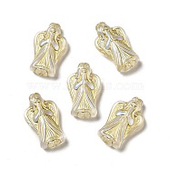 UV Plating Acrylic Beads, Golden Metal Enlaced, Angel, Clear, 23x13.5x6mm, Hole: 1.8mm, about 760pcs/500g(MACR-J123-18B)