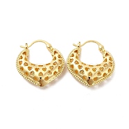 Brass Heart Thick Hoop Earrings for Women, Golden, 23x22x7mm, Pin: 0.7mm(EJEW-C054-07G)