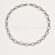 Stainless Steel Oval Link Chain Necklacces, Stainless Steel Color, 17.72 inch(45cm)(MF4965-2)