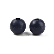 Wood European Beads, Matte Style, Round, Dark Blue, 15mm, Hole: 4.7mm(WOOD-M014-01P)