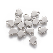 201 Stainless Steel Charms, Stamping Blank Tag, Heart, Stainless Steel Color, 9.5x8x1.5mm, Hole: 1.8mm(STAS-L233-050P)