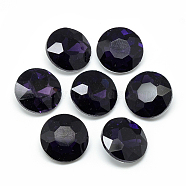 Pointed Back Glass Rhinestone Cabochons, Back Plated, Faceted, Flat Round, Purple, 14x5.8mm(RGLA-T029-14mm-17)