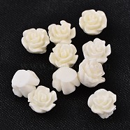 Resin Beads, Flower, White, 6x4mm, Hole: 1mm(X-RESI-B3455-A01)