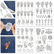 4 Sheets 11.6x8.2 Inch Stick and Stitch Embroidery Patterns, Non-woven Fabrics Water Soluble Embroidery Stabilizers, Flower, 297x210mmm(DIY-WH0455-067)