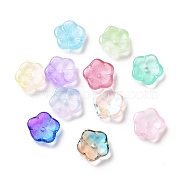 Transparent Spray Painted Glass Beads, Sakura Flower, Mixed Color, 9.5x10x3mm, Hole: 1.2mm(GLAA-I050-01)