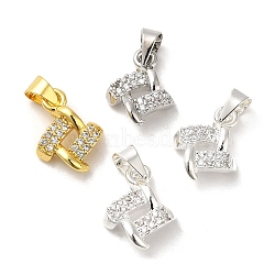 Brass Cubic Zirconia Pendant, Long-Lasting Plated, Lead Free & Cadmium Free, Square Charm, Mixed Color, 13x10x3.5mm, Hole: 5x3.7mm(KK-K273-04)