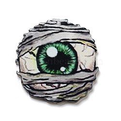 Halloween Theme Opaque Printed Acrylic Pendants, Eye, 40.5x38x2.5mm, Hole: 1.5mm(SACR-Z005-01B)