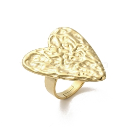 304 Stainless Steel Textured Heart Adjustable Rings, Jewely for Women, Golden, Inner Diameter: 17mm(RJEW-K258-01G)