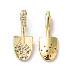 Rack Plating Brass Cubic Zirconia Pendants, Lead Free & Cadmium Free, Long-Lasting Real 18K Gold Plated, Shovel Charm, Clear, 23x9x6mm, Hole: 5x2.5mm(X-KK-D074-23G)