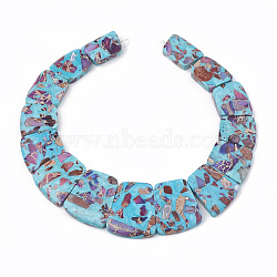 Synthetic Gemstone Beads Strands, Regalite and Turquoise, Graduated Pendant Beads, Dyed, Trapezoid, Dark Orchid, 24~35x16~28x5.5~6mm, Hole: 1~1.5mm, 15pcs/set, 11.81 inch/strand(G-S327-001B)