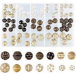 13 Style Plating Acrylic Beads, Metal Enlaced, Round, Golden Plated, Mixed Color, 14mm, Hole: 1mm, about 90pcs/box(OACR-HY0001-03)