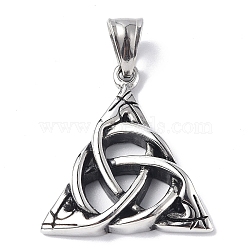 304 Stainless Steel Pendants, Triple Horn Charm, Antique Silver, 32x29.5x5mm, Hole: 5x7.5mm(STAS-C065-15AS)