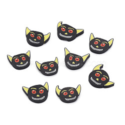 Halloween Handmade Polymer Clay Cabochons, Ghost, Black, 8~11x12~13x1.5mm, about 4700pcs/1000g(CLAY-N006-109)
