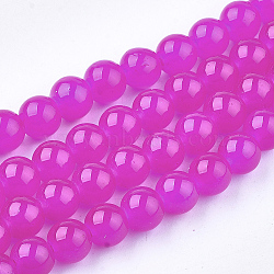 Baking Painted Imitation Jade Glass Round Bead Strands, Magenta, 8.5~9mm, Hole: 1.5mm, about 105pcs/strand, 31.8 inch(DGLA-Q021-8mm-04)
