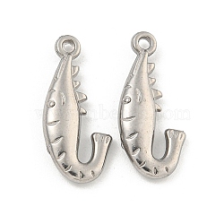 Non-Tarnish 304 Stainless Steel Pendants, Shrimp Charm, Stainless Steel Color, 20.5x9.5x3mm, Hole: 1.5mm(STAS-I307-553P)