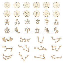 DIY Twelve Constellation Alloy Rhinestone Connector Charms & Pendants Jewelry Making Findings Kits, Golden, 9.5~30.5x7~31x1.3~3mm, Hole: 1.1~2.5mm(DIY-AR0004-13)