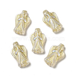 UV Plating Acrylic Beads, Golden Metal Enlaced, Angel, Clear, 23x13.5x6mm, Hole: 1.8mm, about 760pcs/500g(MACR-J123-18B)