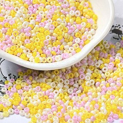 Baking Paint Glass Seed Beads, Donut, Yellow, 8/0, 2.5~3x1~1.5mm, Hole: 1~1.2mm, about 40909pcs/1pound(SEED-P006-03A-14)