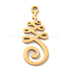 304 Stainless Steel Pendants, Laser Cut, Chakra Charm, Real 18K Gold Plated, Flower, 22.5x9x1mm, Hole: 1.5mm(STAS-M072-01A)