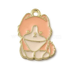 Golden Plated Alloy Enamel Pendants, Animal Charms, Cat Shape, 22x16x1.5mm, Hole: 1.8mm(ENAM-L049-01G-05)