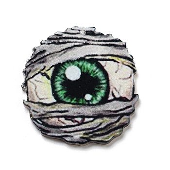 Halloween Theme Opaque Printed Acrylic Pendants, Eye, 40.5x38x2.5mm, Hole: 1.5mm