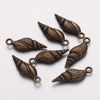 Tibetan Style Alloy Pendants, Cadmium Free & Nickel Free & Lead Free, Helix, Antique Bronze, 23x8x4mm, Hole: 1.5mm