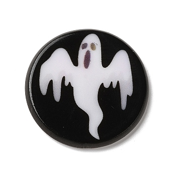 Halloween Series Acrylic Cbabochons, White, Ghost, 25x3mm