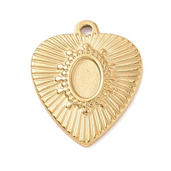 304 Stainless Steel Pendant Cabochon Settings, Heart, Golden, Tray: 4x6mm, 19x16x1.5mm, Hole: 1.2mm