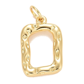 Rack Plating Real 18K Gold Plated Brass Pendants, with Jump Rings, Long-Lasting Plated, Lead Free & Cadmium Free, Rectangle, Real 18K Gold Plated, 20x13x3mm, Jump Ring: 4.6x0.8mm, 3mm Inner Diameter