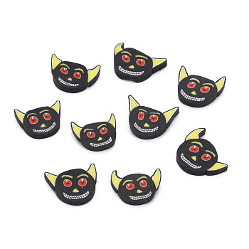 Halloween Handmade Polymer Clay Cabochons, Ghost, Black, 8~11x12~13x1.5mm, about 4700pcs/1000g