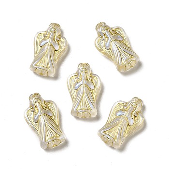 UV Plating Acrylic Beads, Golden Metal Enlaced, Angel, Clear, 23x13.5x6mm, Hole: 1.8mm, about 760pcs/500g
