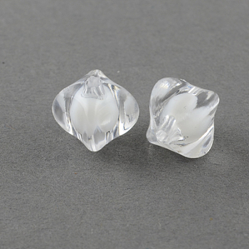 Transparent Acrylic Beads, Bead in Bead, Rhombus, Clear, 8x10x10mm, Hole: 2mm