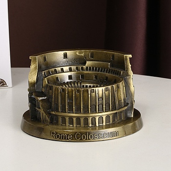 Alloy Ornament Figurine, Roman Colosseum Statue for Home Office Decoration, Antique Bronze, 128x115x70mm