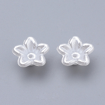 ABS Plastic Imitation Pearl Beads, Flower, White, 10x10.5x5mm, Hole: 1mm, about 1000pcs/bag