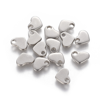 201 Stainless Steel Charms, Stamping Blank Tag, Heart, Stainless Steel Color, 9.5x8x1.5mm, Hole: 1.8mm