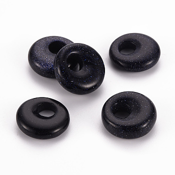 Synthetic Blue Goldstone Pendants, Donut/Pi Disc, 17.5~18.5x5.5mm, Hole: 5.5mm