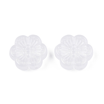 Opaque Acrylic with Glitter Powder Beads, Flower, White, 12.5x13x4mm, Hole: 1.2mm